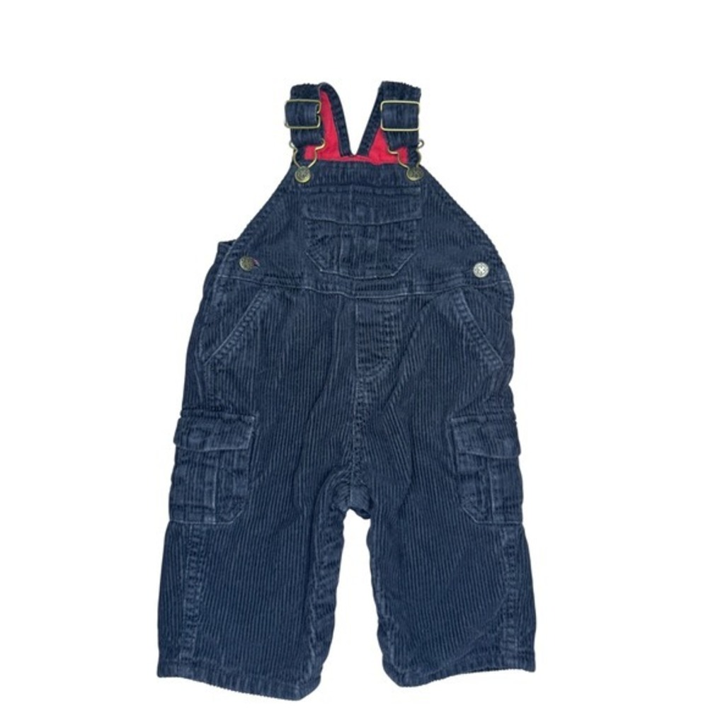 OshKosh Bgosh Baby Corduroy Overalls 6-9 Months Black Red Lining Inside